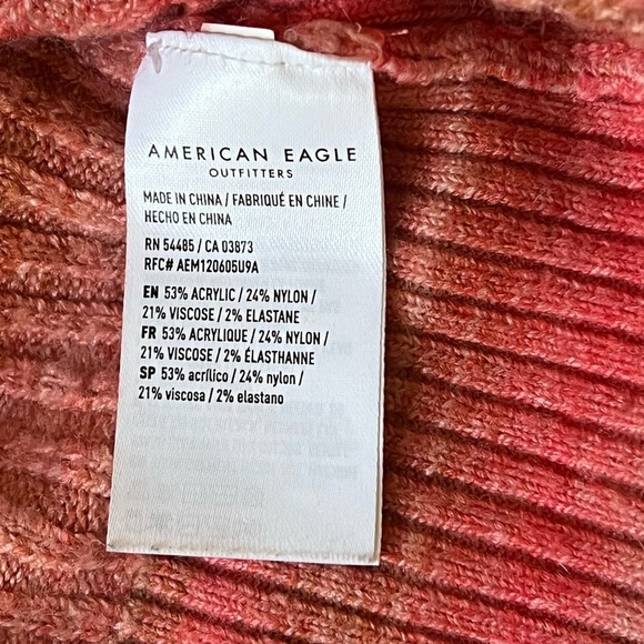 American Eagle | Pink wrap front striped knit v-neck fitted sweater size… - Picture 10 of 11
